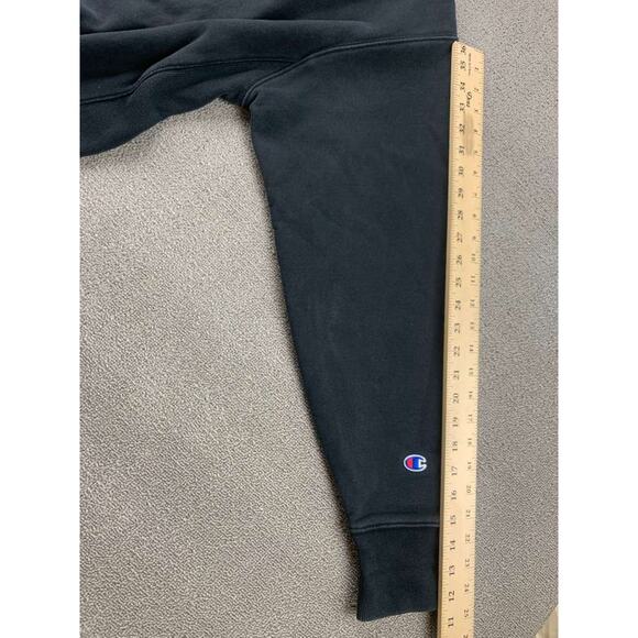 Champion Sweatshirt Men Large Reverse Weave Crewneck Logo Embroidery Black - Picture 7 of 9
